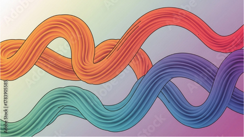 A vibrant digital illustration of colorful interwoven strands symbolizing network and connection