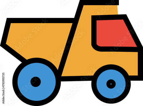 Dump truck icon – Construction vehicle, heavy equipment, real estate building SVG illustration