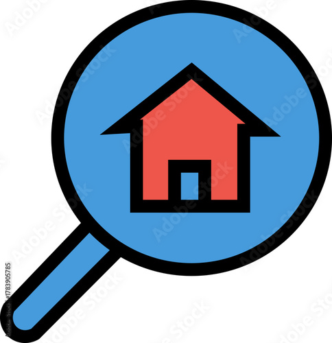 Real estate search icon- Room estate searching SVG Illustration