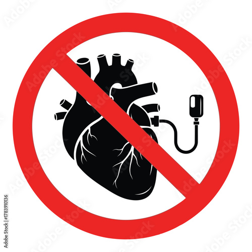 Artificial heart prohibition sign