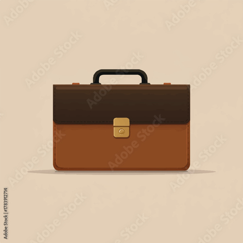 Classic brown leather briefcase illustration for business and office use