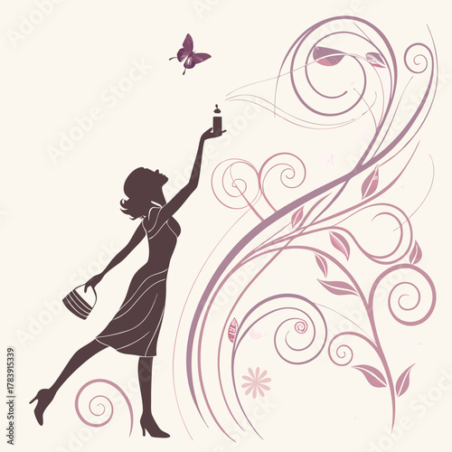 Abstract Perfume Splash Vector Background with Pastel Colors and Swirling Lines, Perfect for Cosmetic Advertisement Banners, Social Media Campaigns, and Website Headers.