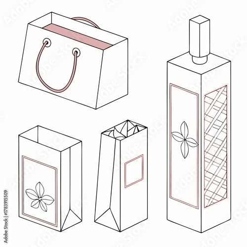 Set of Perfume Packaging Box Vector Templates in Various Shapes and Sizes, Customizable for Different Fragrance Types and Branding, Ready for Print and Mockups.