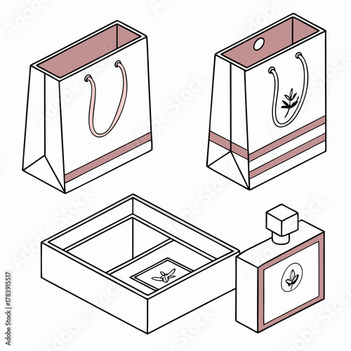 Set of Perfume Packaging Box Vector Templates in Various Shapes and Sizes, Customizable for Different Fragrance Types and Branding, Ready for Print and Mockups.