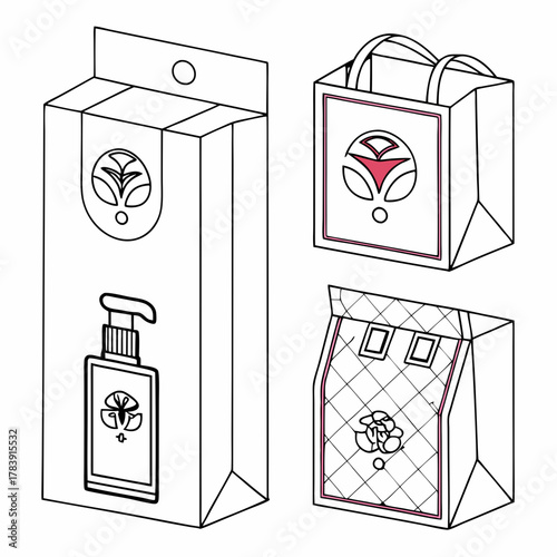 Set of Perfume Packaging Box Vector Templates in Various Shapes and Sizes, Customizable for Different Fragrance Types and Branding, Ready for Print and Mockups.