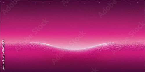 Abstract pink and purple cosmic night sky with glowing stars, colorful light lines, and a bright wave pattern texture backdrop
