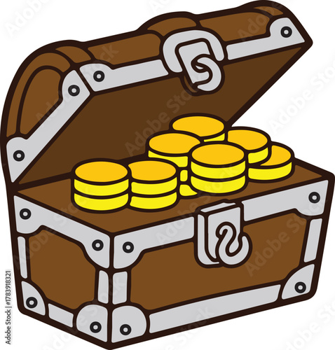 A box full of many gold coins vector image
