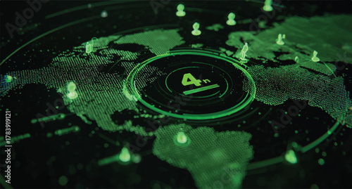 Global Network Connection Technology with World Map and Digital Interface