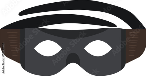 Black eye mask disguise illustration, minimal vector art