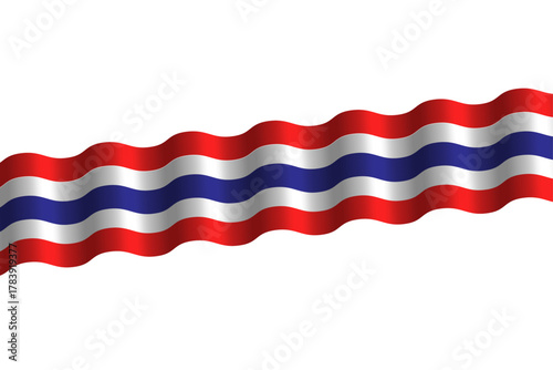 Thailand flag flying isolated on transparency background with 3D render copy space