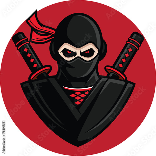 Silent killer gaming clan logo, strong red-blue contrast, median sharp character lines