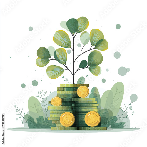 Growing Wealth Business Investment and Financial Success Concept Illustration