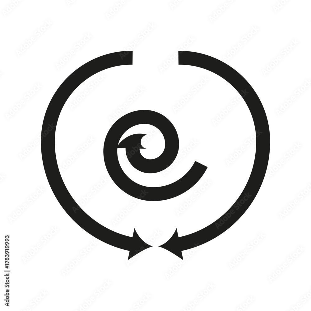 Obraz premium Circular arrow icon. Rotation repeat symbol. Spiral movement Vector. Black white sign.