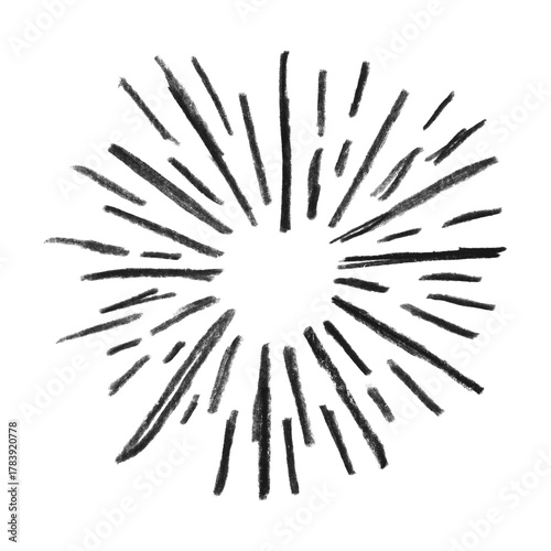 Hand drawn sunburst lines radiating from a central point design