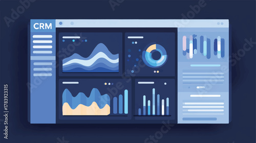 Modern CRM Dashboard Interface with Charts and Data Visualization for Business