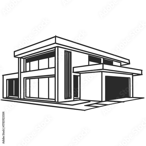 vector illustration of a house building sketch