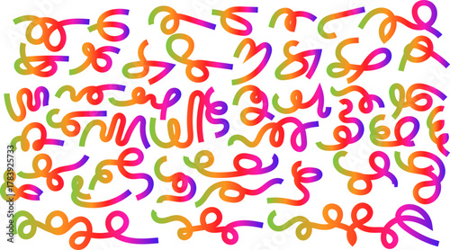 Colorful gradient ribbons and curls with a playful and fun feel