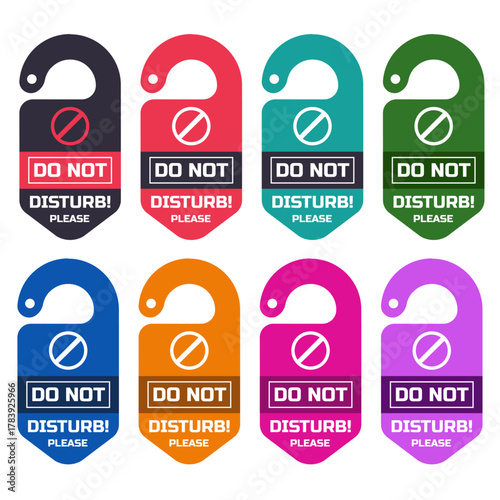 Set of door hangers with the inscription please do not disturb vector illustration of a sign for hotels or other establishments that want to ensure privacy