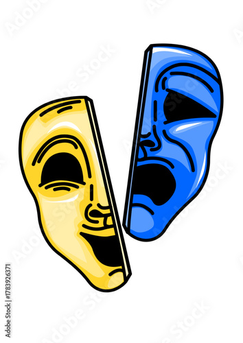 Illustration of two opposing masks