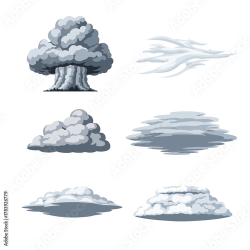 Cloud illustrations set graphic resources