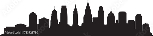 Urban City Skyline Silhouette, Modern Cityscape Silhouette Vector. Metropolitan Skyline Illustration