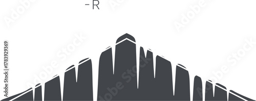 Minimalist illustration of a snowy mountain peak on a frosty winter day scene