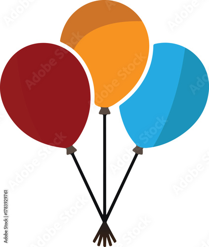 Colorful balloons isolated on transparent background