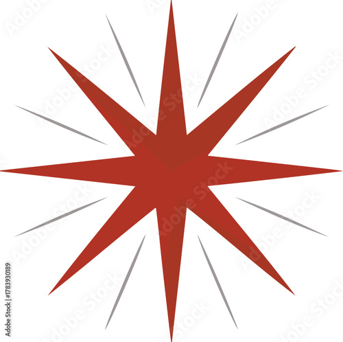 Vector illustration of a red star isolated on transparent background