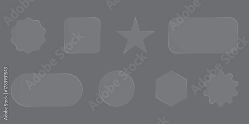 Set of Frosted Glass Buttons and Frames for Trendy Interface Design.