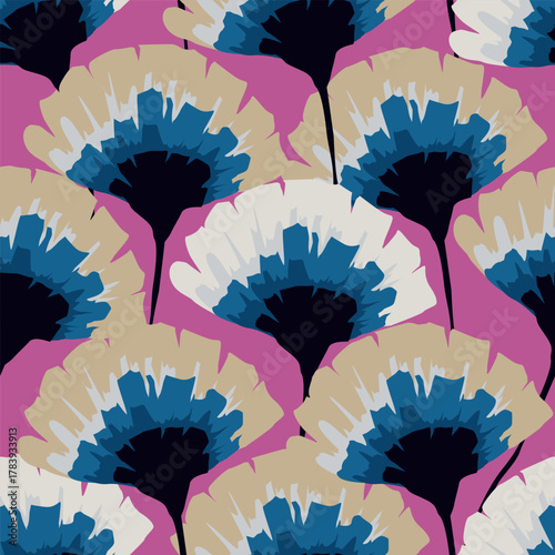 abstract a solid multicolor small and big flower mixed vector pattern arrangement with medium color, all over vector design with white background illustration digital