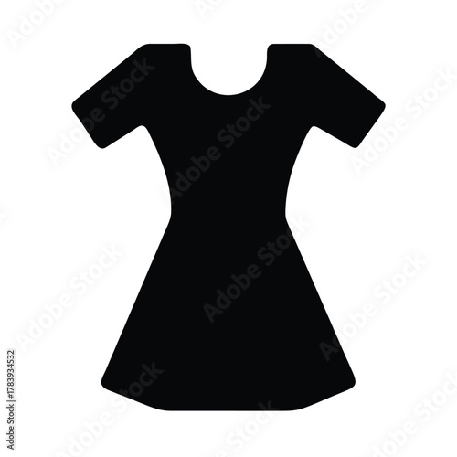 Black dress icon silhouette for fashion and clothing concepts