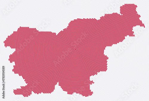 Slovenia shape rings. Country map formed by stacked circles. Slovenia boundary shape design. Awesome vector illustration.