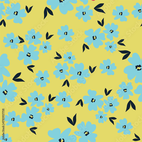 abstract a solid multicolor small and big flower mixed vector pattern arrangement with medium color, all over vector design with white background illustration digital