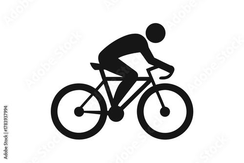 Cyclist silhouette rides a road bike with an active stance on a transparent background