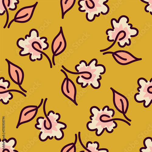 abstract a solid multicolor small and big flower mixed vector pattern arrangement with medium color, all over vector design with white background illustration digital