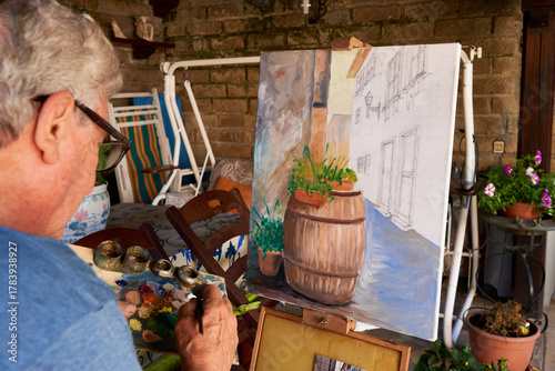 Senior Man painting