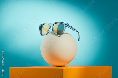Creative summer concept with sunglasses and minimal background