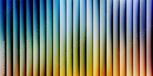 Abstract ribbed fractal glass texture effect with bright smooth fluted horizontal lines of colorful gradient. Bold and dynamic design blending bright colors and geometry for modern visual art project