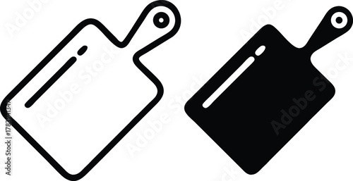 Kitchen Cutting Board Icon. Chopping, Food Preparation, and Cooking Equipment or Vector Silhouette and Pictogram..eps