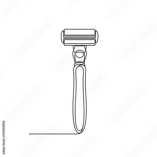 Simple shaving razor with handle shown in linear design  