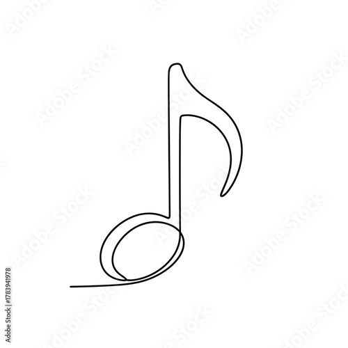 Line art musical note icon on white background  