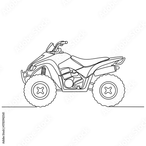 Line drawing of quad bike on white background  