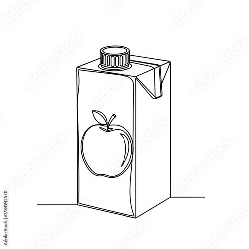 Illustrative outline of a milk carton with apple logo design  
