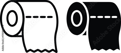 Toilet Paper Roll Icon. Restroom Supplies, Bathroom Hygiene, and Cleanliness or Vector Silhouette and Pictogram..eps