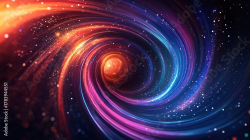 A swirling vortex of vibrant colors with a bright center resembling a cosmic gateway in space