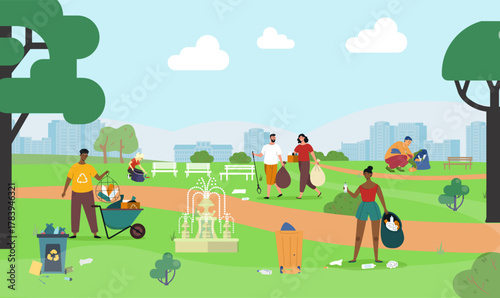 Family Playing Cricket in Park — Outdoor Fun and Fitness Vector Illustration