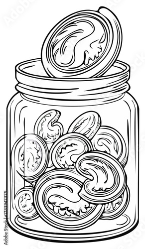 Preserved Foods in a Glass Jar With a Lid Creative Line Art Illustration