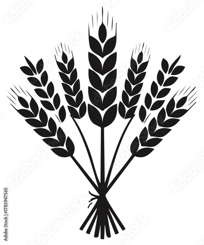 Elegant wheat sheaf illustration with simple black vector drawing featuring natural cereal crops