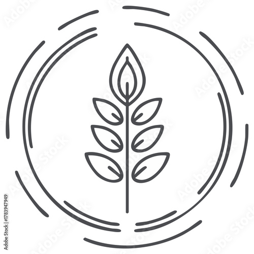 Stylized wheat stalk icon with radiating circles for a natural or organic concept