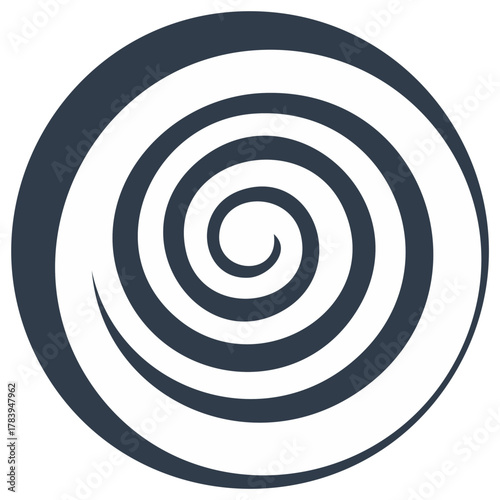 Abstract dark gray spiral pattern creating a clean concentric swirl design vector graphic illustration
